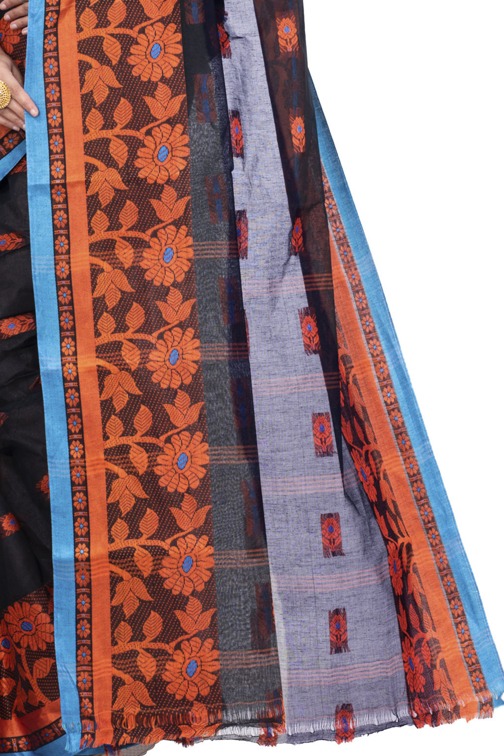 Black Pure Cotton Fultop_Tant Tant Saree (854)